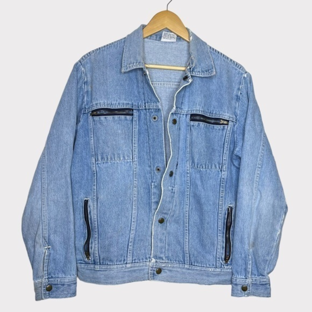 Vintage Jean Jacket Zippered‎ Pockets Button Up New York & Co Medium